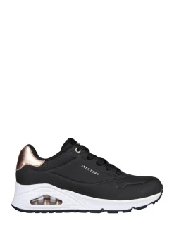 Sneakers*Skechers - goudkleurige damessneakers met standaard pasvorm Uno Donkerzwart