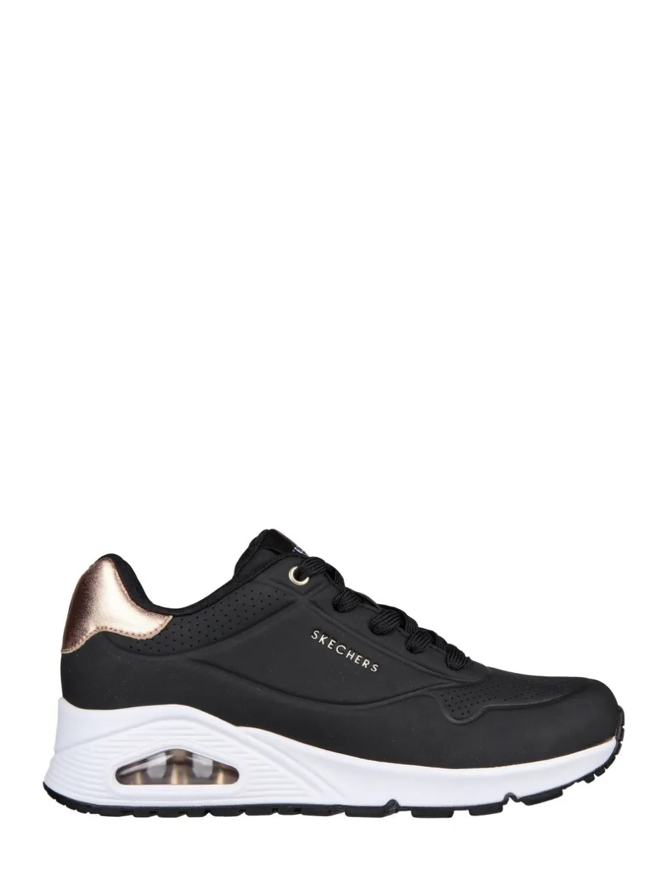 Sneakers*Skechers - goudkleurige damessneakers met standaard pasvorm Uno Donkerzwart