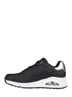 Sneakers*Skechers - goudkleurige damessneakers met standaard pasvorm Uno Donkerzwart