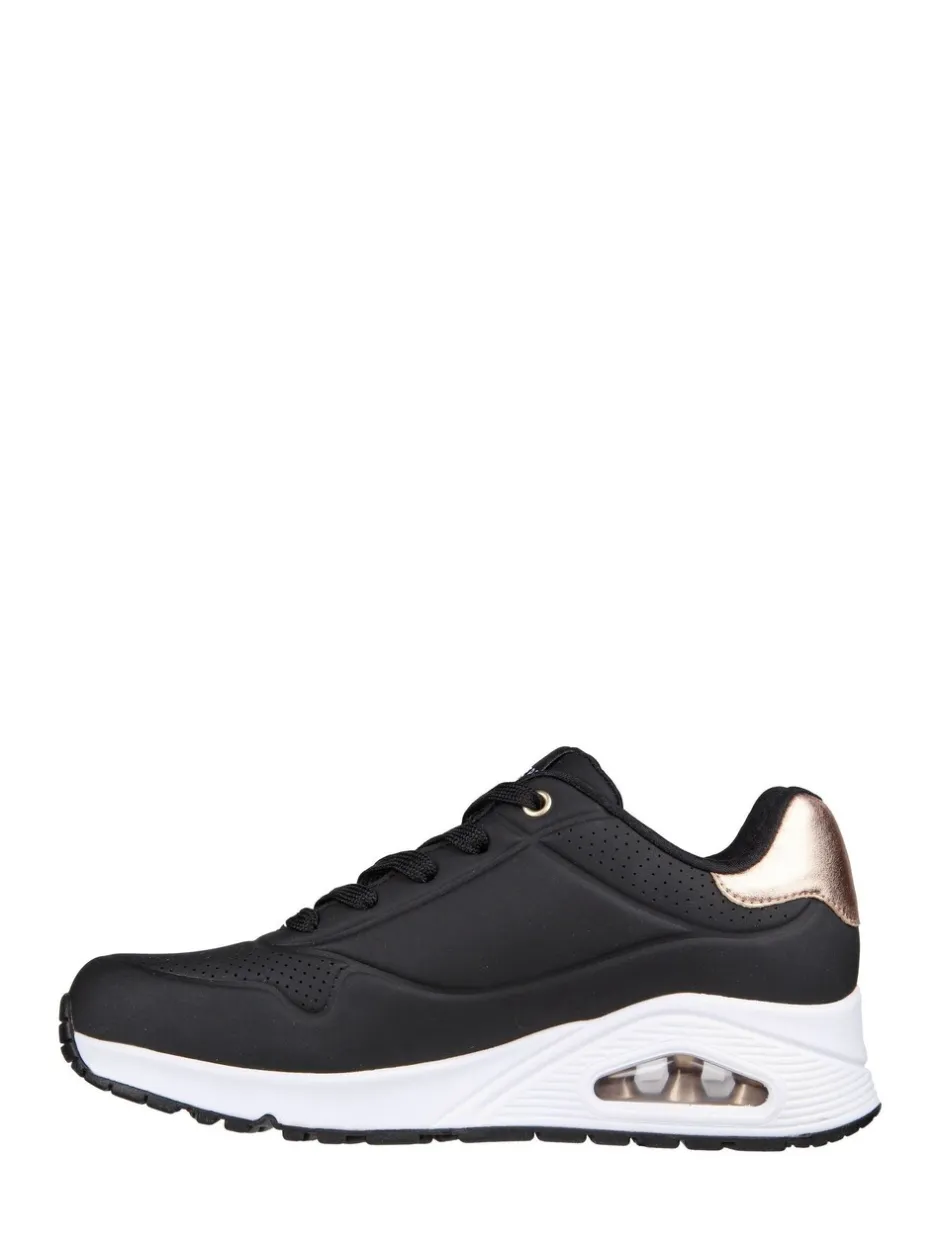Sneakers*Skechers - goudkleurige damessneakers met standaard pasvorm Uno Donkerzwart
