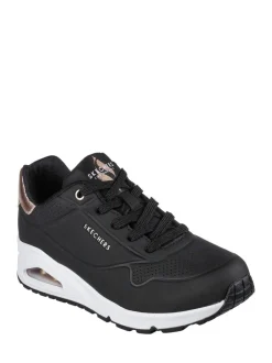 Sneakers*Skechers - goudkleurige damessneakers met standaard pasvorm Uno Donkerzwart
