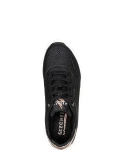 Sneakers*Skechers - goudkleurige damessneakers met standaard pasvorm Uno Donkerzwart