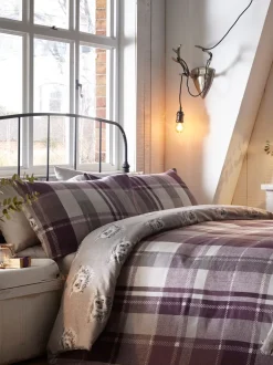 Beddengoedsets En Dekbedovertrekken|Dreams & Drapes Colville ruit superzachte 100% geborsteld katoenen dekbedovertrek- en kussensloopset Paars