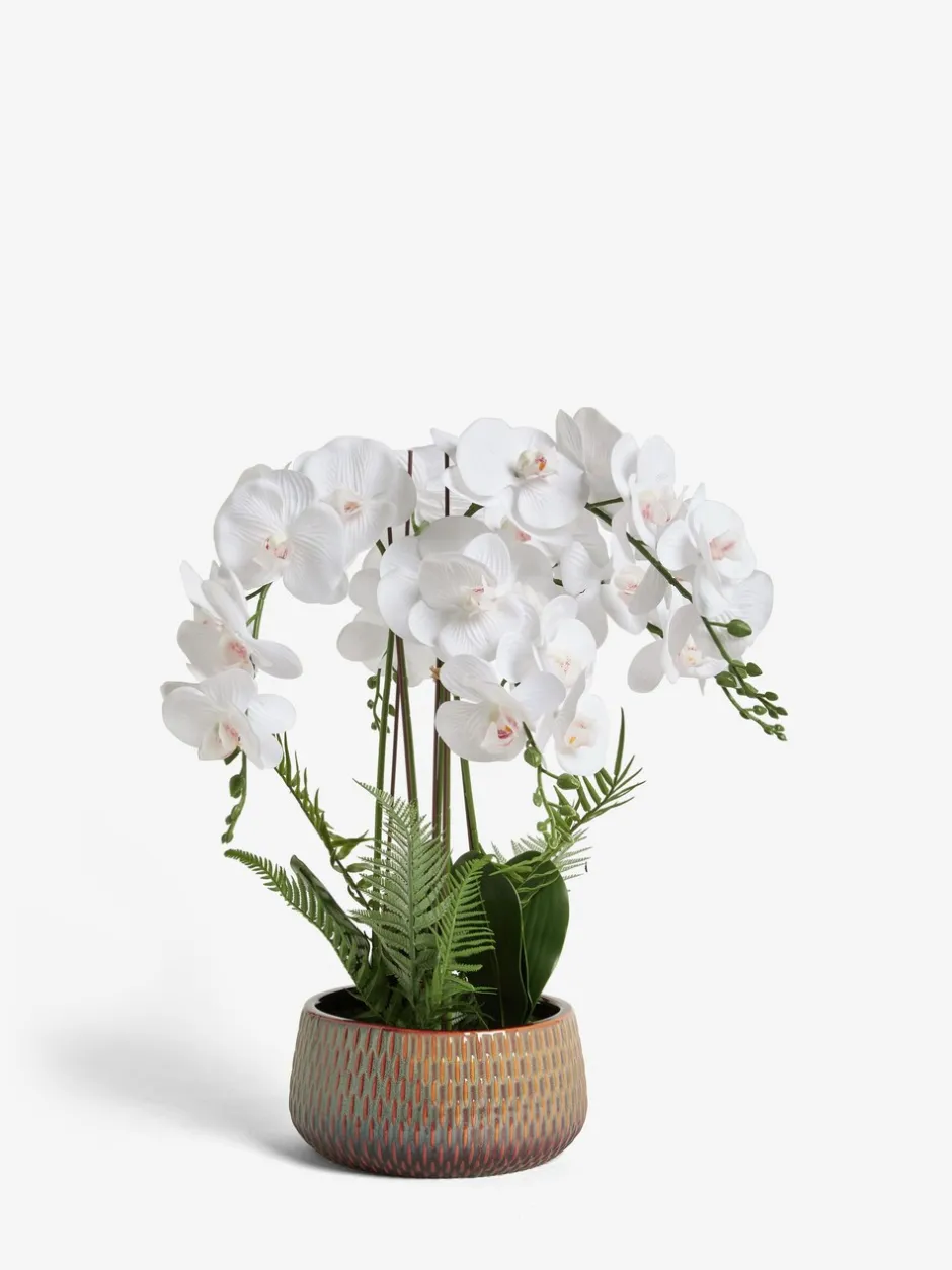 Kunstbloemen*Next Echt aanvoelende kunstorchidee in reactieve keramische pot