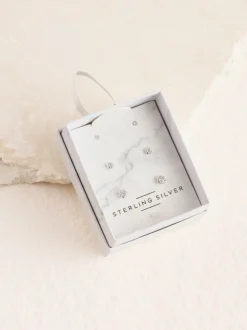 Sieraden*Next Echt zilver - 3 Paar oorknopjes met kristal