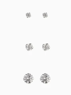Sieraden*Next Echt zilver - 3 Paar oorknopjes met kristal