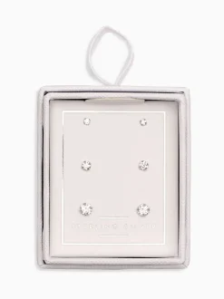 Sieraden*Next Echt zilver - 3 Paar oorknopjes met kristal
