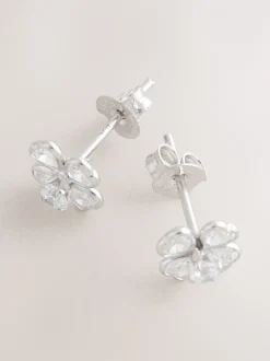 Sieraden*Next Echt zilver - Glinsterende oorknopjes met bloem