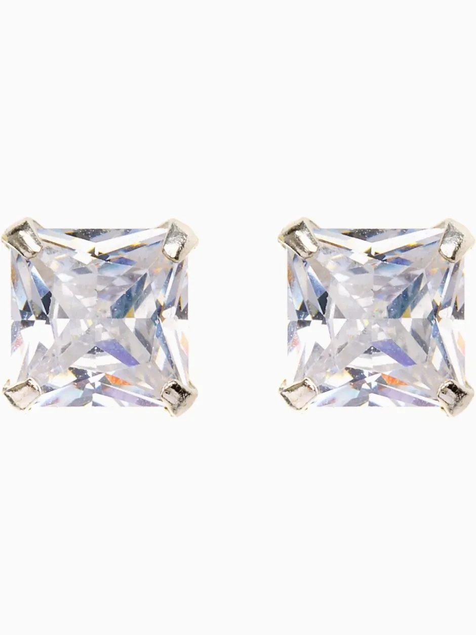 Sieraden|Next Echt zilver - Vierkante oorknopjes met zirkonia