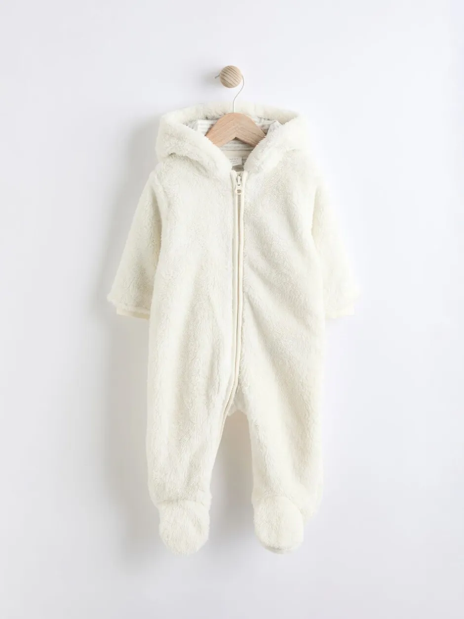 Jassen, Jacks En Kinderwagenpakjes|Jassen En Jacks|Next Ecru - All-in-one voor baby's van zachte fleece met capuchon (0mnd-2jr)