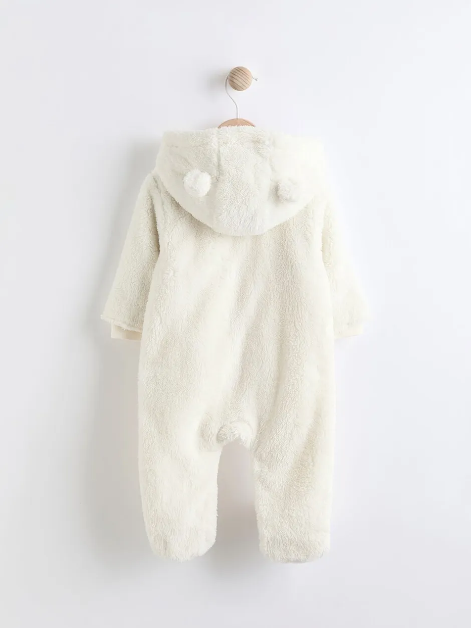 Jassen, Jacks En Kinderwagenpakjes|Jassen En Jacks|Next Ecru - All-in-one voor baby's van zachte fleece met capuchon (0mnd-2jr)