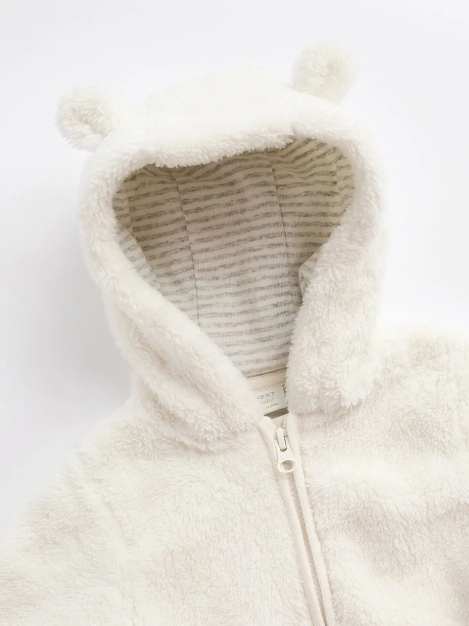 Jassen, Jacks En Kinderwagenpakjes|Jassen En Jacks|Next Ecru - All-in-one voor baby's van zachte fleece met capuchon (0mnd-2jr)