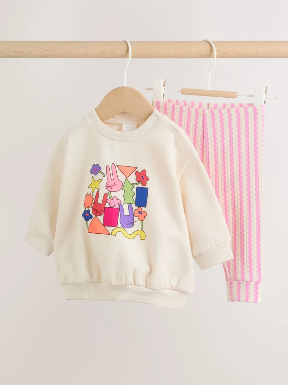 Sets En Outfits|Sweaters En Hoody´S*Next - Baby Sweatshirt and Leggings 2 Piece Set (0mths-2yrs) Ecru