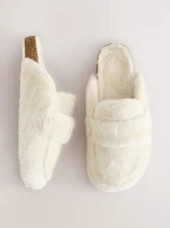 Pantoffels*Next Ecru - Faux Fur Heart Footbed Slippers
