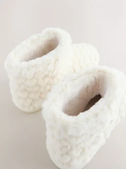 Pantoffels|Next - Faux Fur Heart Slipper Boots Ecru
