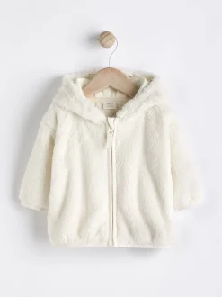 Jassen, Jacks En Kinderwagenpakjes|Jassen En Jacks|Next - Fleece babyjack met capuchon (0mnd-2jr) Ecru