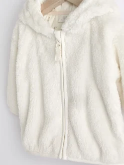 Jassen, Jacks En Kinderwagenpakjes|Jassen En Jacks|Next - Fleece babyjack met capuchon (0mnd-2jr) Ecru