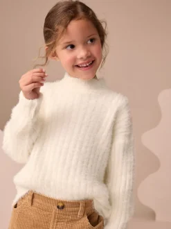 Gebreide Kleding|Next - Fluffy trui (3 - 16 jr) Ecru
