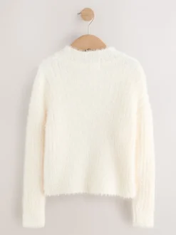 Gebreide Kleding|Next - Fluffy trui (3 - 16 jr) Ecru