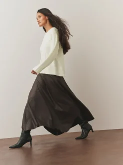 Gebreide Kleding|Next - Gebreide trui met ronde hals van wol Ecru