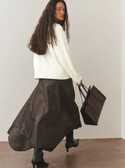 Gebreide Kleding|Next - Gebreide trui met ronde hals van wol Ecru