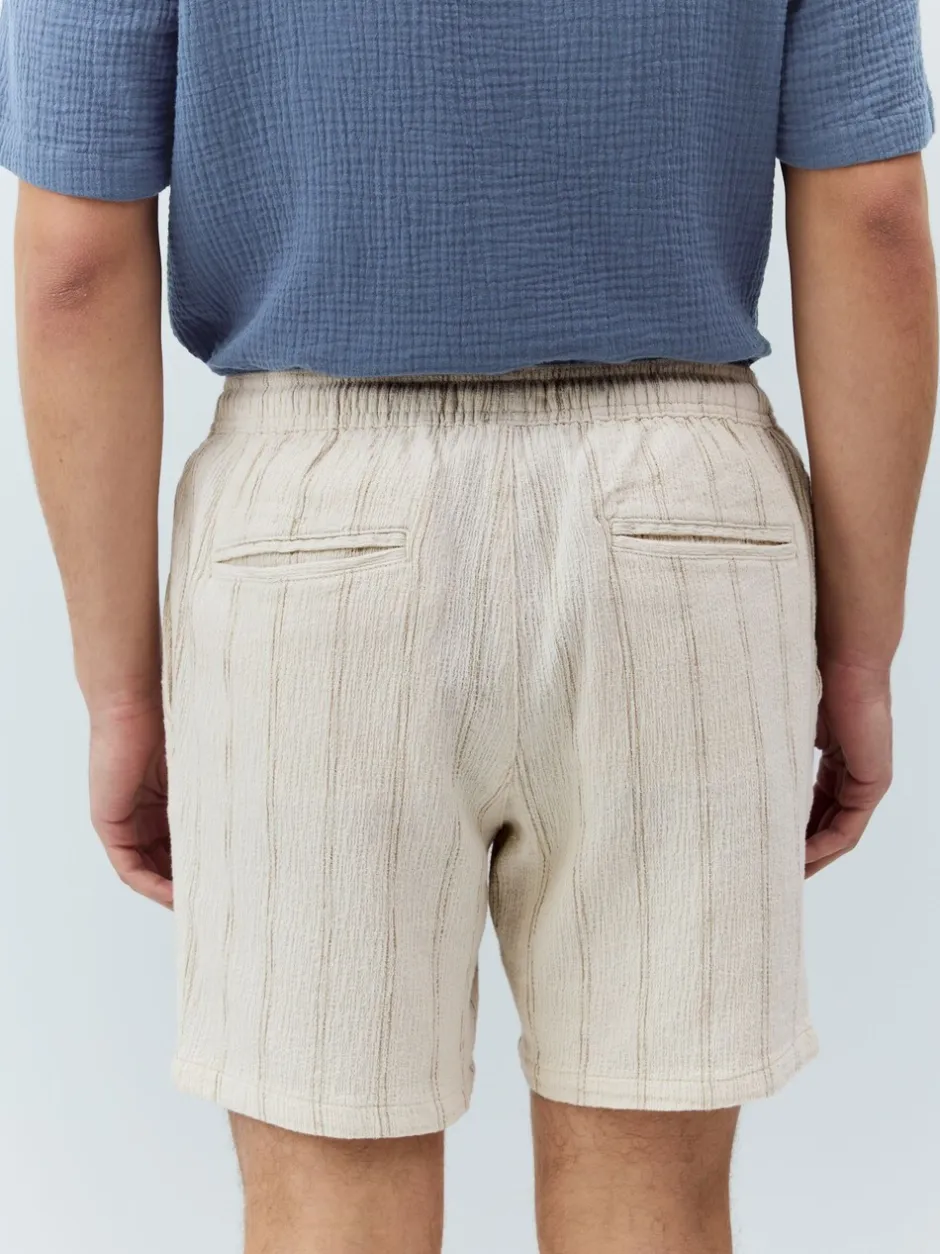 Shorts|Next Ecru - Gestreepte short met elastische taille en textuur