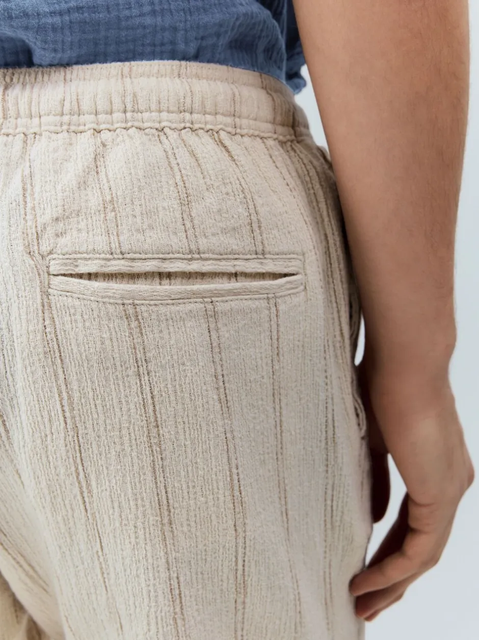 Shorts|Next Ecru - Gestreepte short met elastische taille en textuur