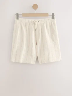 Shorts|Next Ecru - Gestreepte short met elastische taille en textuur