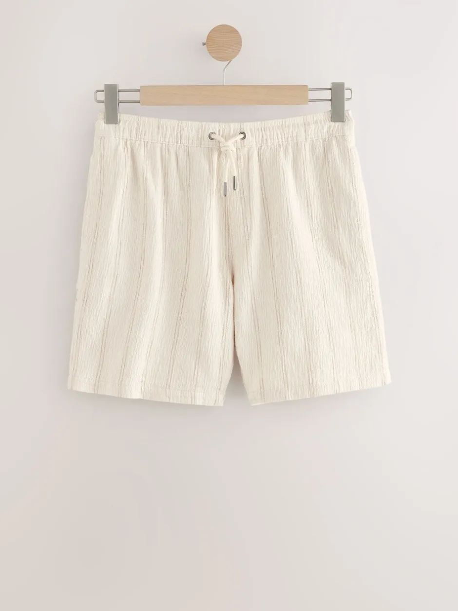 Shorts|Next Ecru - Gestreepte short met elastische taille en textuur