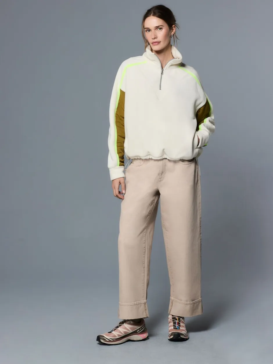 Hoody's En Sweatshirts*Next - Half Zip Fleece with Colourblock Panels Ecru