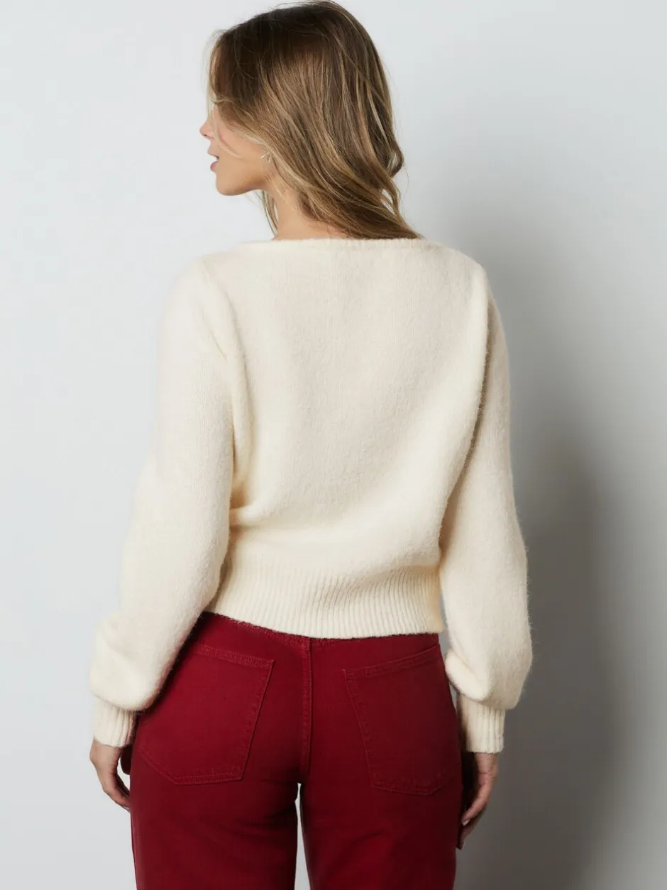 Gebreide Kleding|Next - Heart Button Cardigan With Wool Ecru
