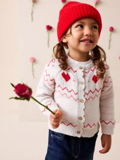 Gebreide Kleding*Next Ecru - Heart Yoke Cardigan (3mths-7yrs)