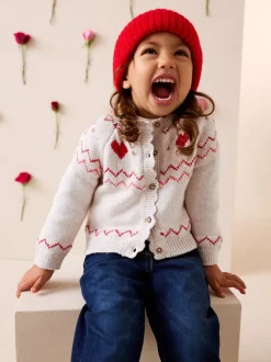 Gebreide Kleding*Next Ecru - Heart Yoke Cardigan (3mths-7yrs)