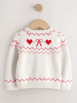 Gebreide Kleding*Next Ecru - Heart Yoke Cardigan (3mths-7yrs)