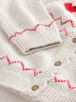 Gebreide Kleding*Next Ecru - Heart Yoke Cardigan (3mths-7yrs)