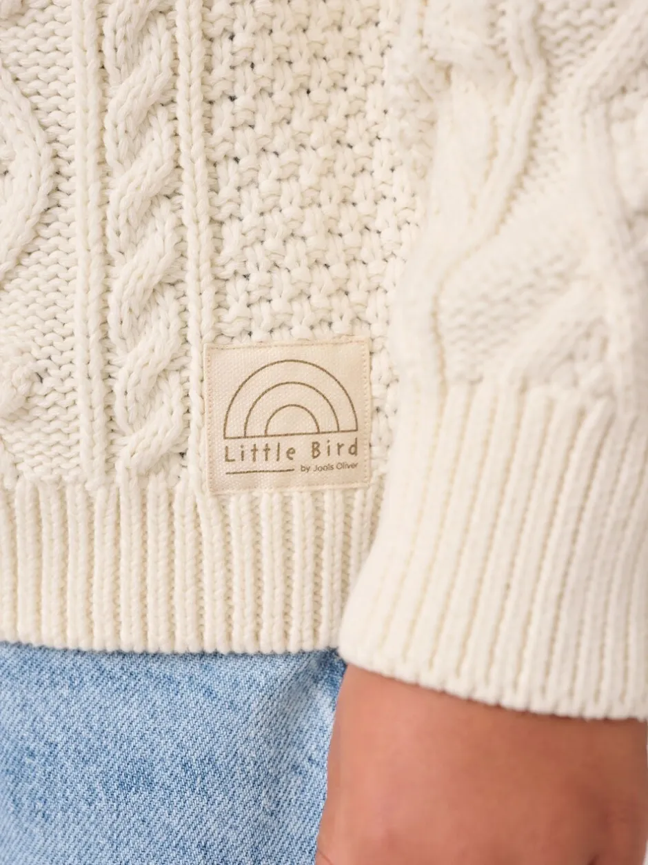Gebreide Kleding*Little Bird by Jools Oliver - gebreid kabelvest van katoen Ecru