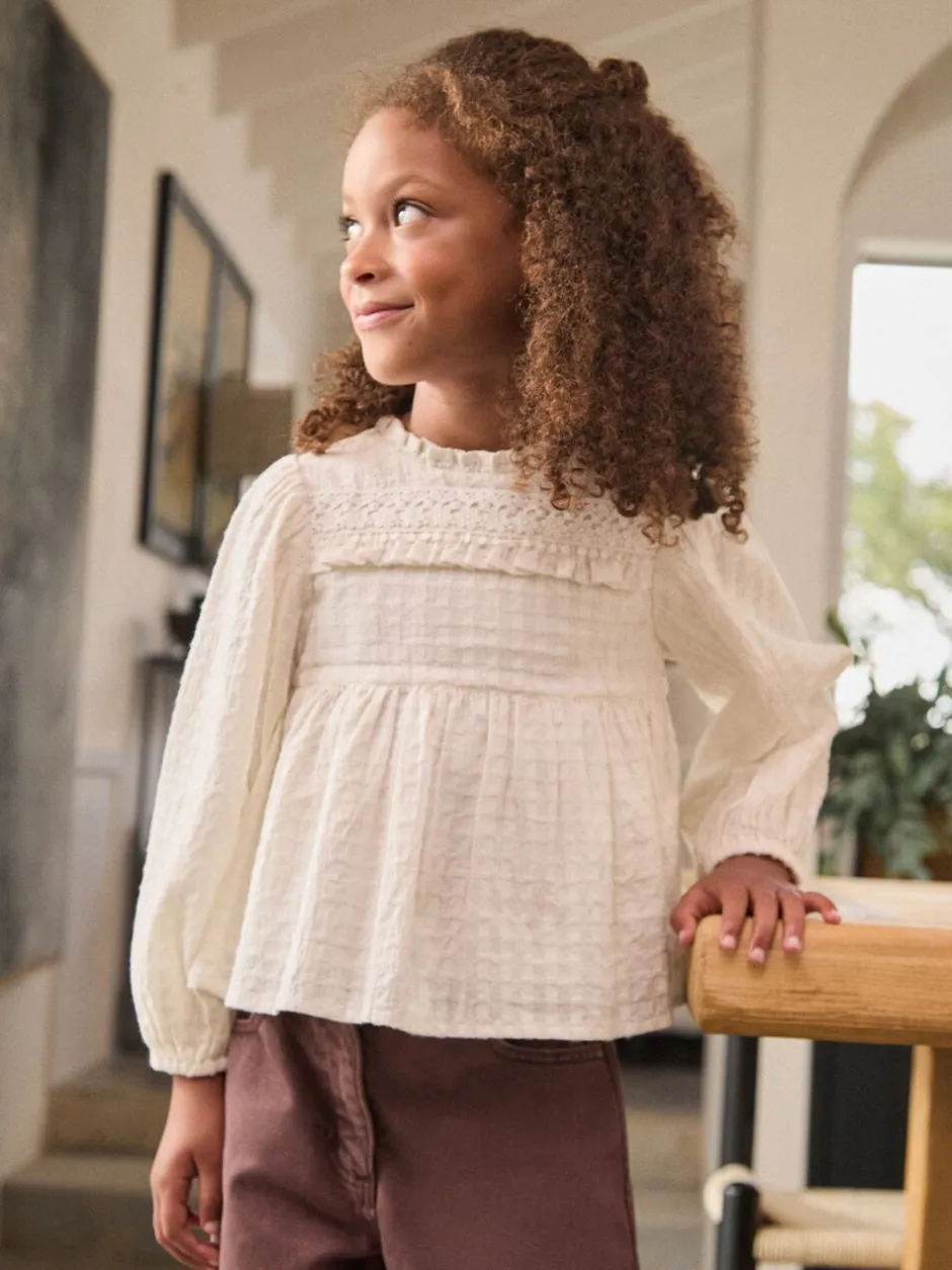 Tops|Overhemden En Blouses*Next - Long Sleeve Ruffle Blouse (3-16yrs) Ecru