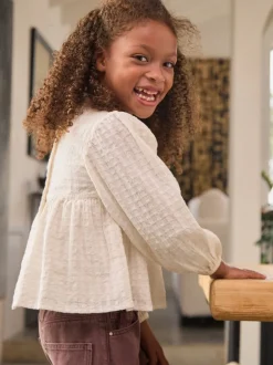 Tops|Overhemden En Blouses*Next - Long Sleeve Ruffle Blouse (3-16yrs) Ecru