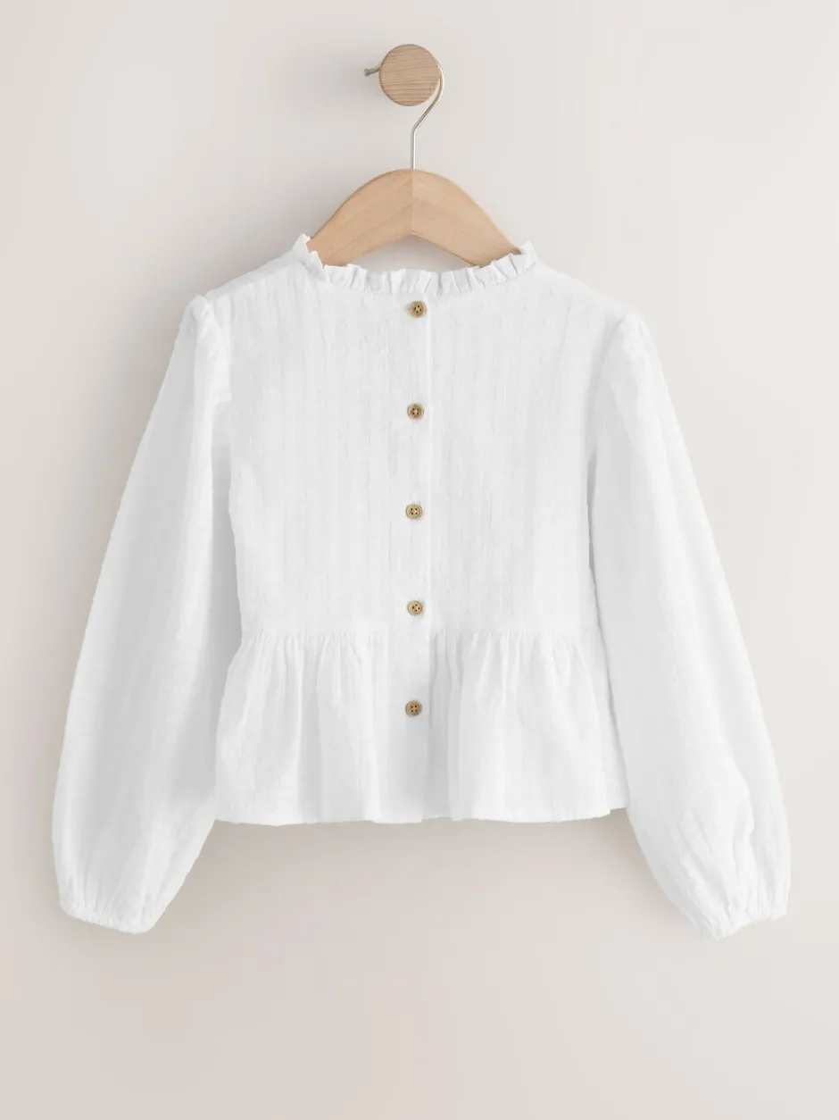 Tops|Overhemden En Blouses*Next - Long Sleeve Ruffle Blouse (3-16yrs) Ecru
