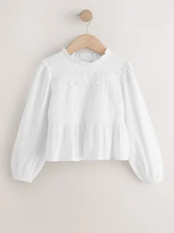 Tops|Overhemden En Blouses*Next - Long Sleeve Ruffle Blouse (3-16yrs) Ecru