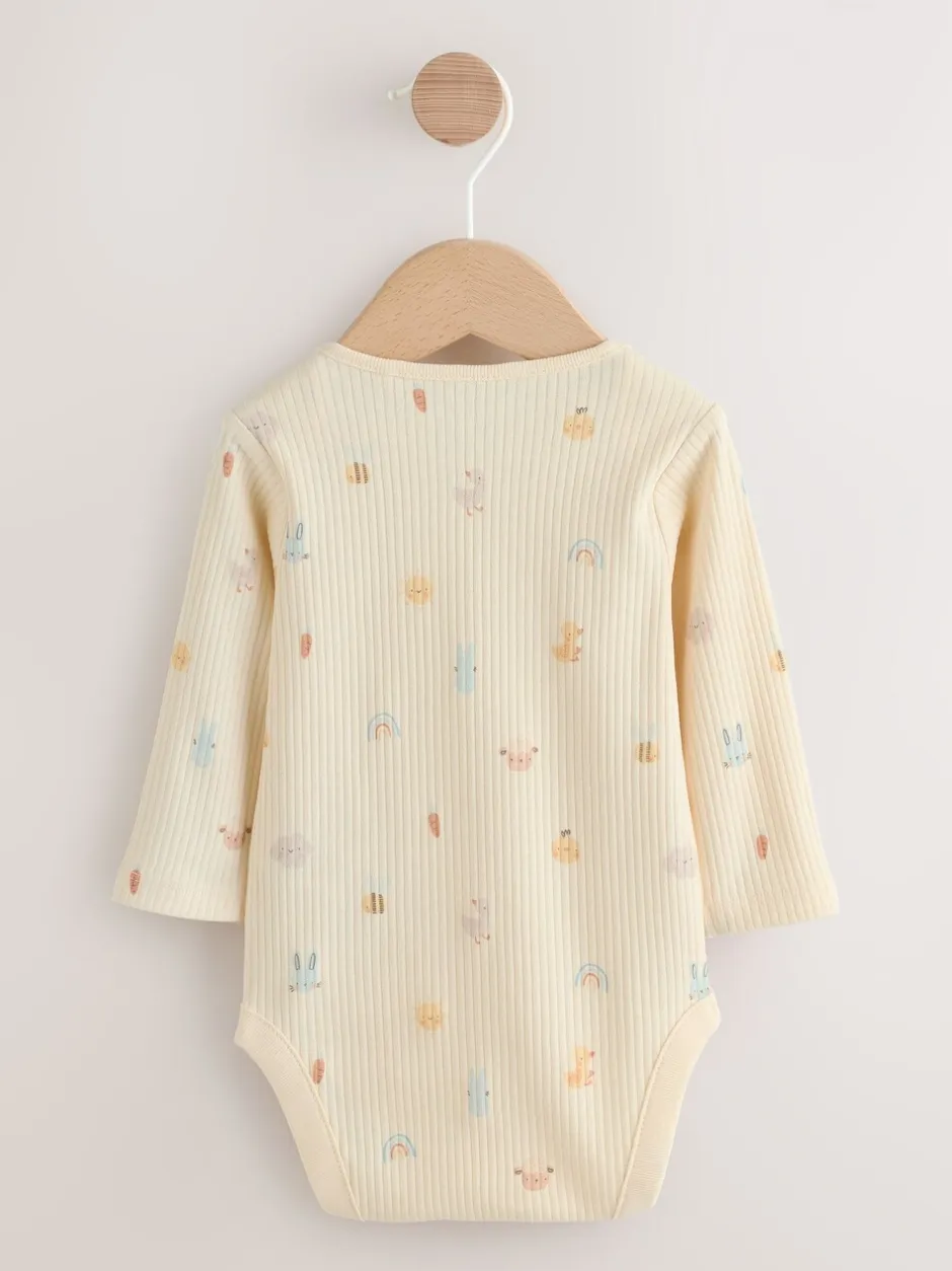 Rompertjes En Hemdjes|Rompertjes En Hemdjes*Next Ecru - My First Easter Long Sleeve Baby Bodysuit