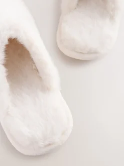 Pantoffels|Next - Pantoffels met imitatiebont Ecru