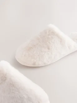 Pantoffels|Next - Pantoffels met imitatiebont Ecru