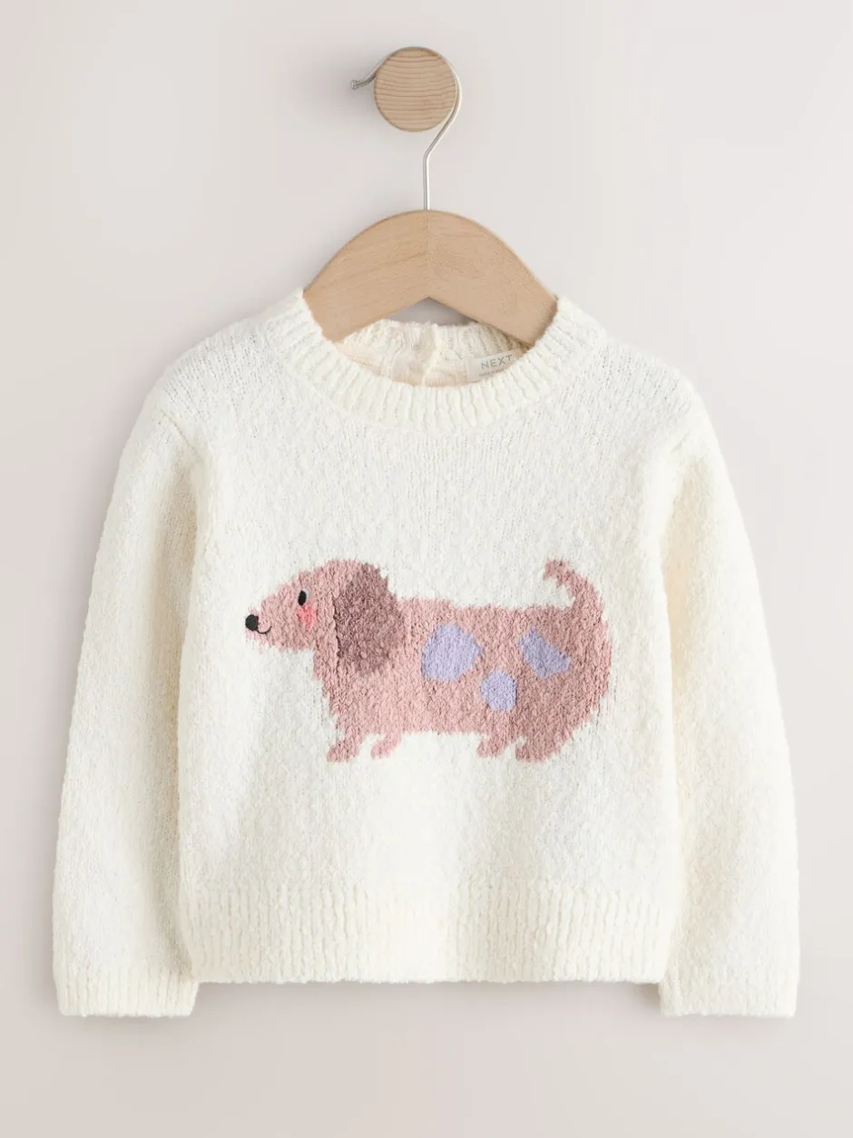 Gebreide Kleding|Next Ecru - Sausage Dog Jumper (3mths-7yrs)