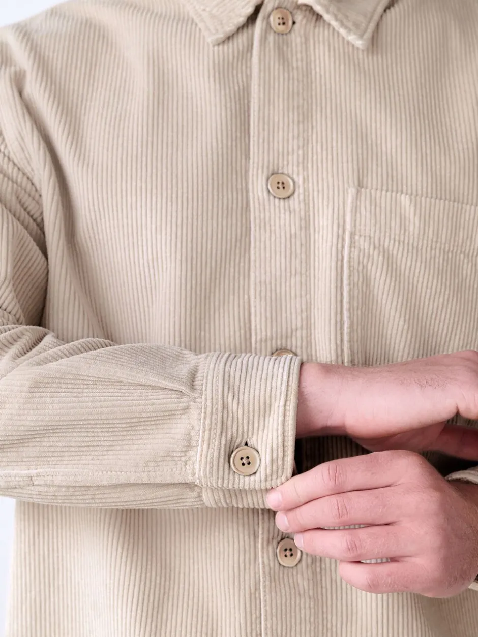 Formele Overhemden|Next - Single pocket Corduroy Shacket Overshirt Ecru