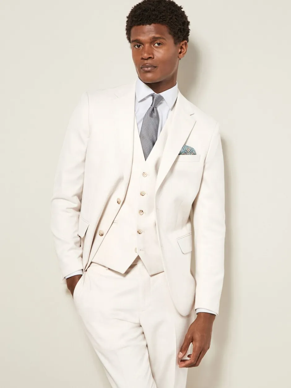 Blazers En Business-Jasjes|Pakken|Next Ecru - Slim Fit - Kostuum met textuur: colbert