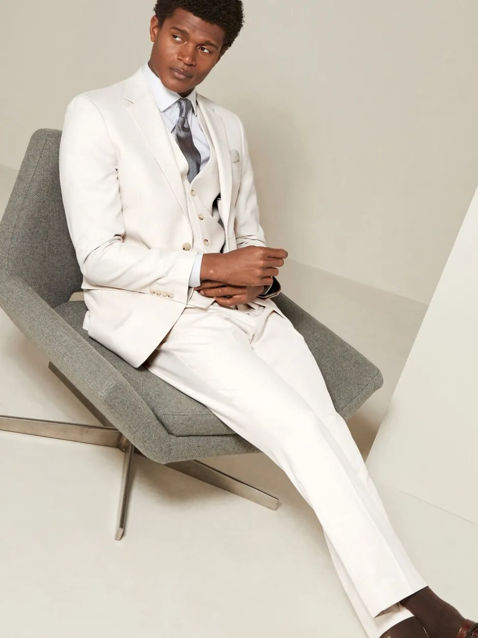 Blazers En Business-Jasjes|Pakken|Next Ecru - Slim Fit - Kostuum met textuur: colbert