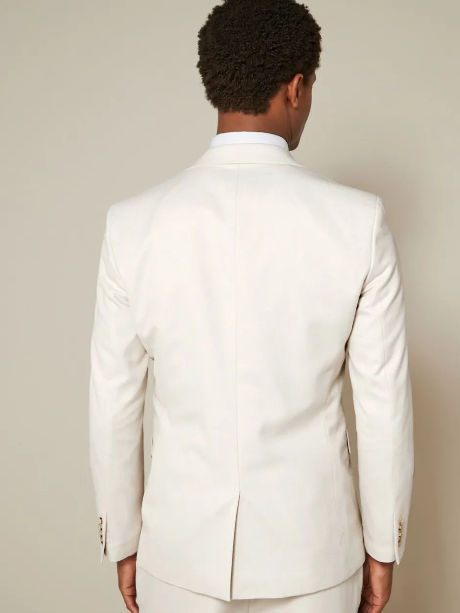 Blazers En Business-Jasjes|Pakken|Next Ecru - Slim Fit - Kostuum met textuur: colbert