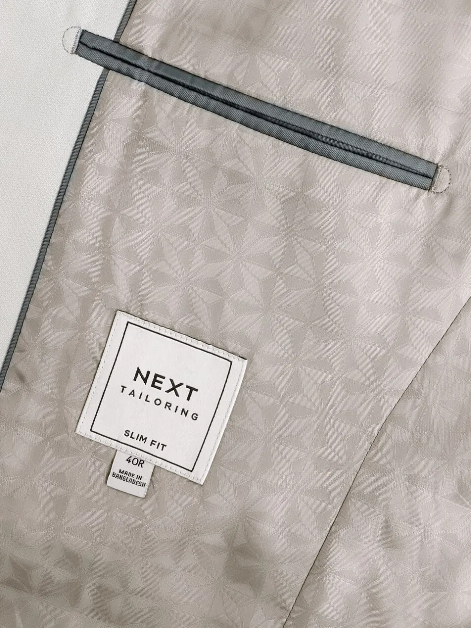 Blazers En Business-Jasjes|Pakken|Next Ecru - Slim Fit - Kostuum met textuur: colbert