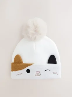 Mutsjes En Antikrabwantjes|Mutsen, Handschoenen En Sjaals*Next Ecru - Squishmallow Cat 3D Pom Beanie Hat (5-13yrs)